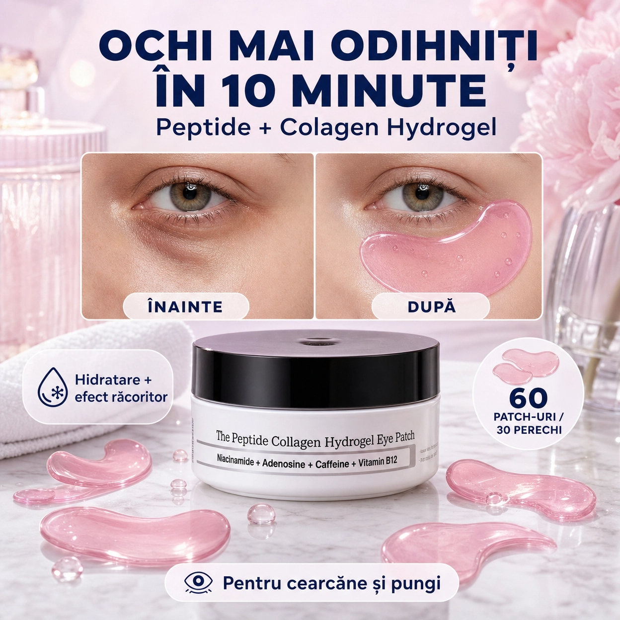 Masca pentru ochi, Peptide Collagen, 60 buc.