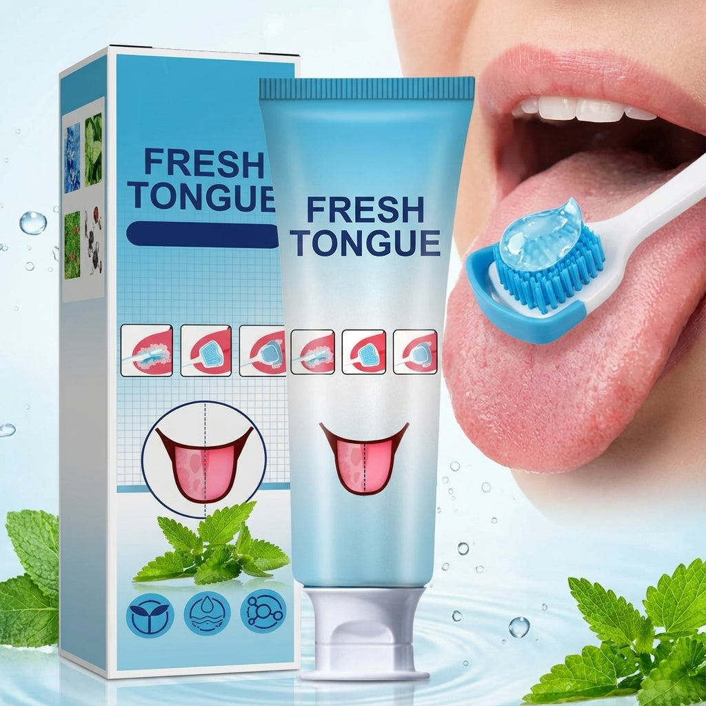 Fresh Tongue - Gel și perie pentru curățarea limbii