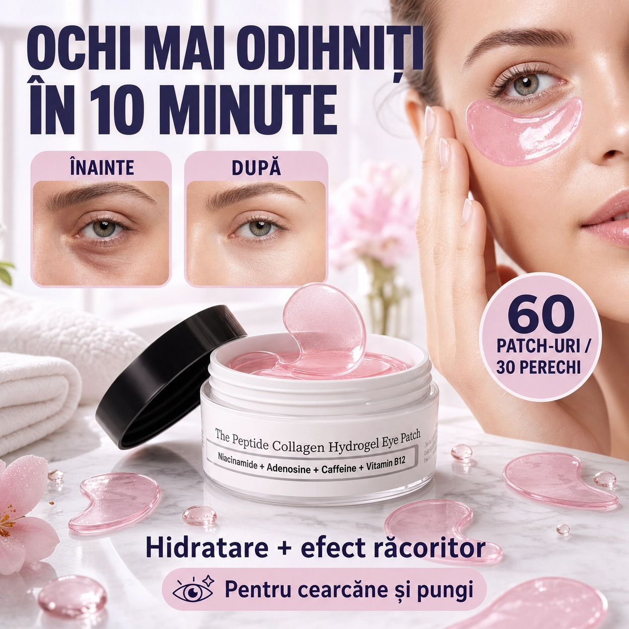 Masca pentru ochi, Peptide Collagen, 60 buc.